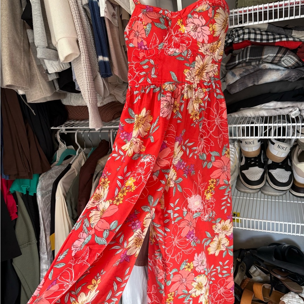 Floral Red Jumpsuit